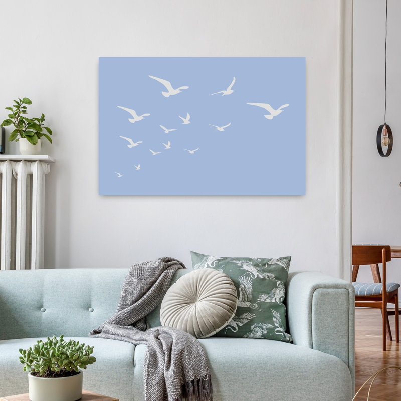 White Birds In Flight by Jolly And Dash - Wrapped Canvas Print, 60.96 cm H x 91.44 cm W