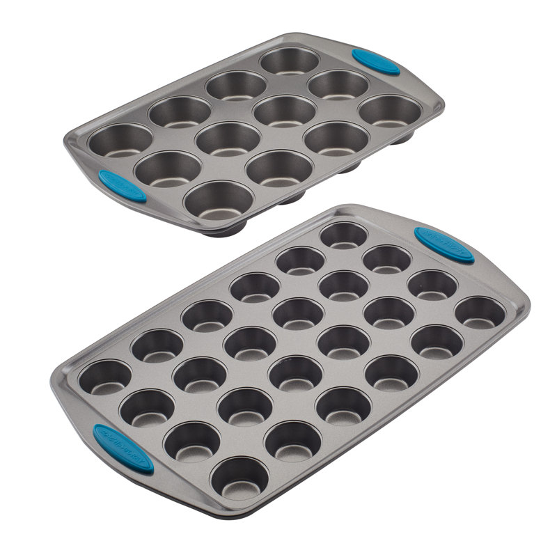 Rachael Ray Nonstick Bakeware Mini Muffin and Cupcake Pan Set, 2 Piece