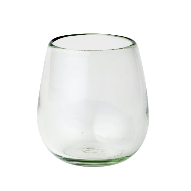 Verre à vin transparent sans pied, Bleu