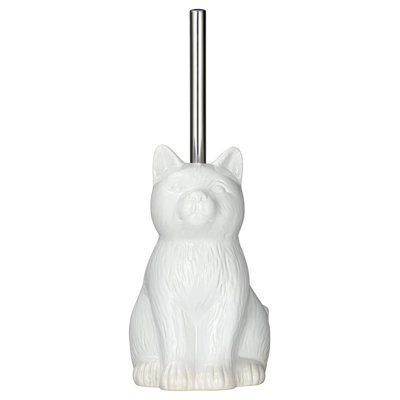 Ceramic Cat Toilet Brush Holder,Reusable,Practical,White