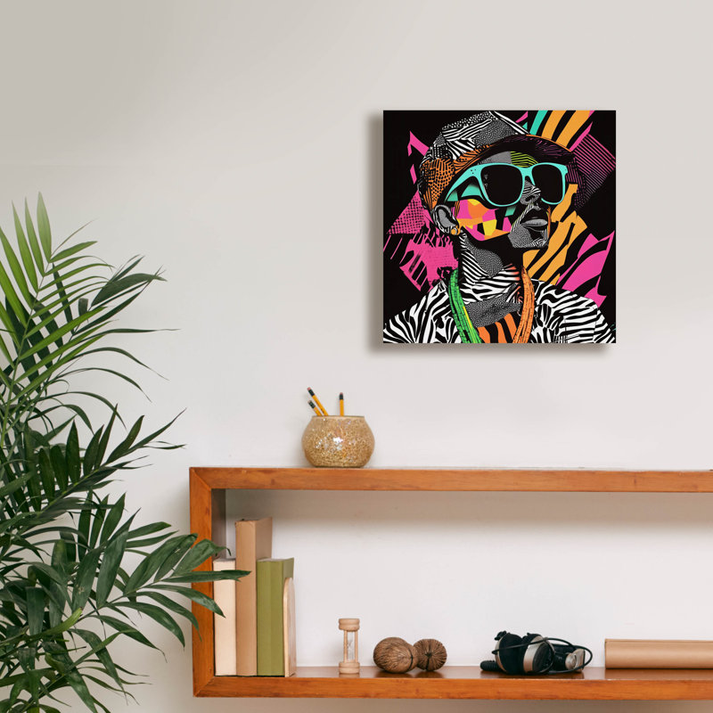  «Neon Night» par Rich Monet, art mural sur toile, H 12 po x l 12 po x P 0,75 po