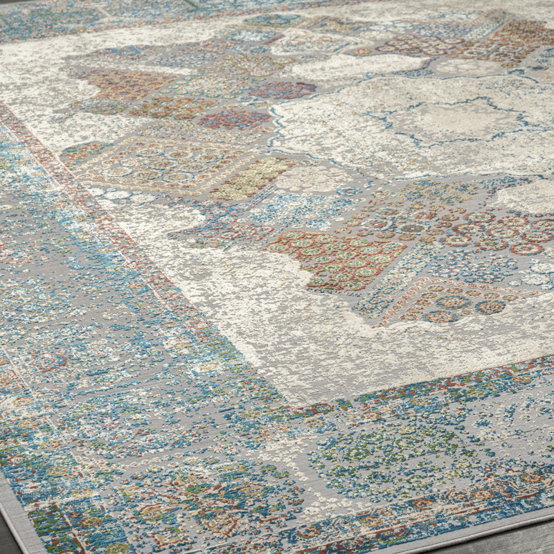 Lydian Oriental Area Rug in Blue, Rectangle 7'11" x 9'10"