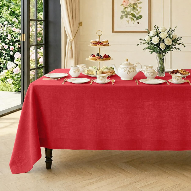 Nappe 100% lin Classic, 108" L, Bright Red