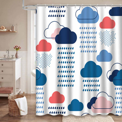 Rideau de douche avec 12 crochets Red Rain Clouds Cloud Line