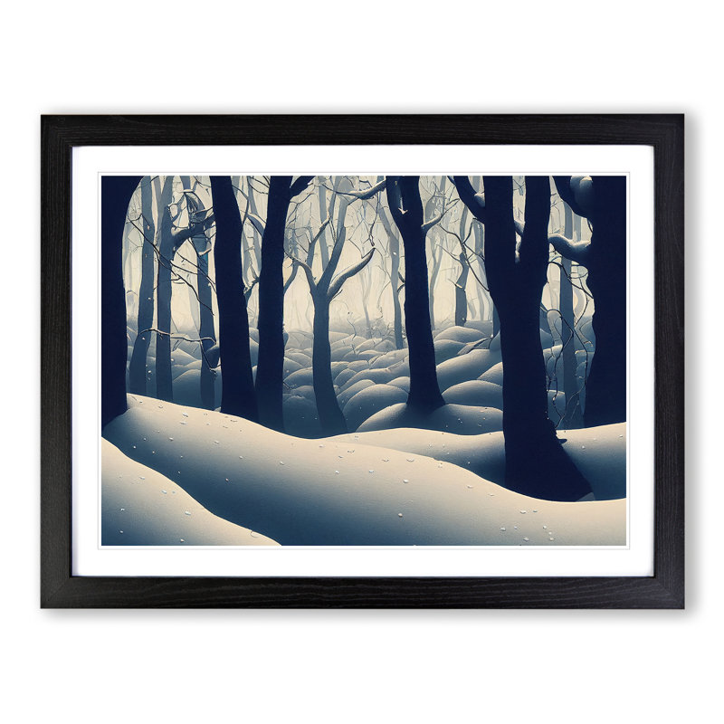Contemporary Winter Forest - Framed Print, 34cm H x 46cm W x 2cm D, Black