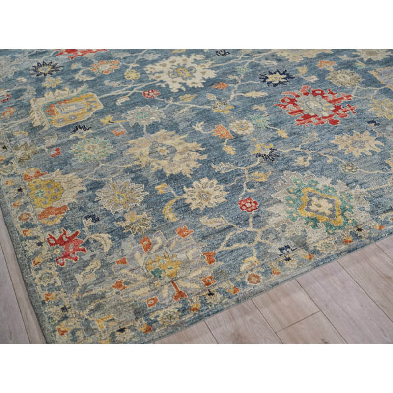 Oxford hand-knotted Ghazni Wool Blue Area Rug, 10'X14'
