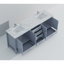 Meuble-lavabo double gris foncé 84 po X P 22 po D, dessus en marbre de Carrare et ensemble de robinet-117978746