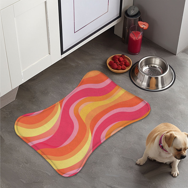Pink Boogie - 1 Piece Bone Shape Feeding Mat, XL (18")