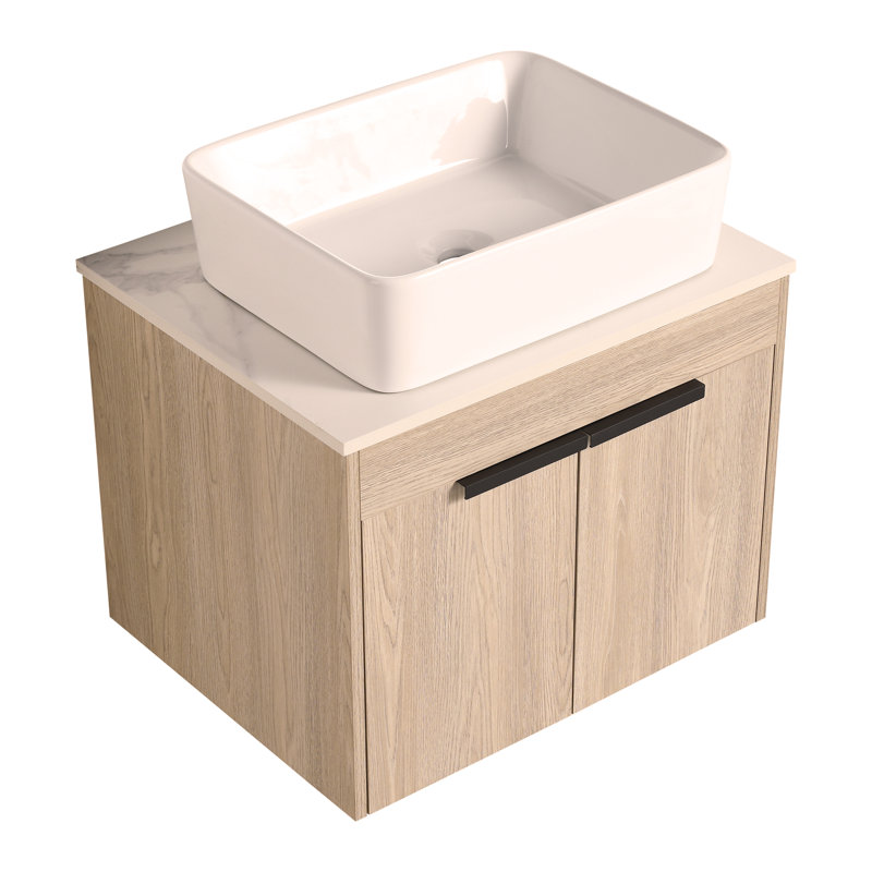 Ensemble de meuble-lavabo mural 24 po avec lavabo en céramique