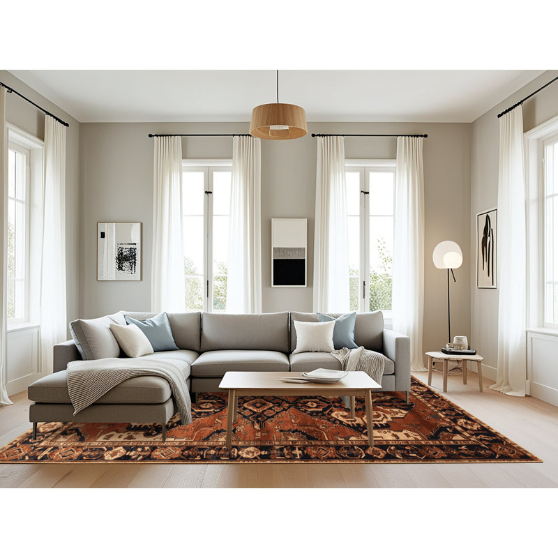 Tapis brun turc lavable à la machine, Rectangulaire 8 pi x 10 pi