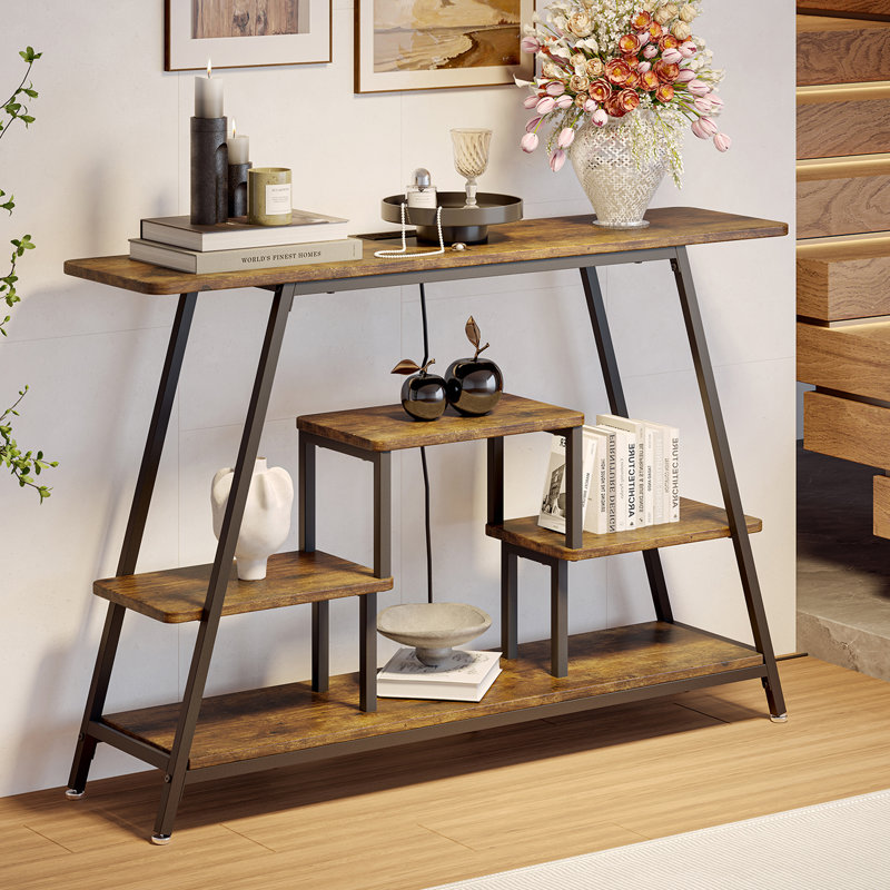 47.28'' Console Table with Charging Station, Brown