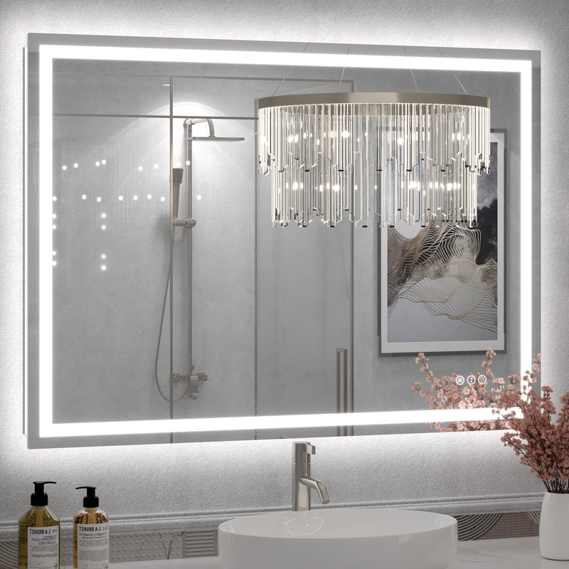 Miroir de salle de bain mural Molly, 44 po x 32 po, Transparent