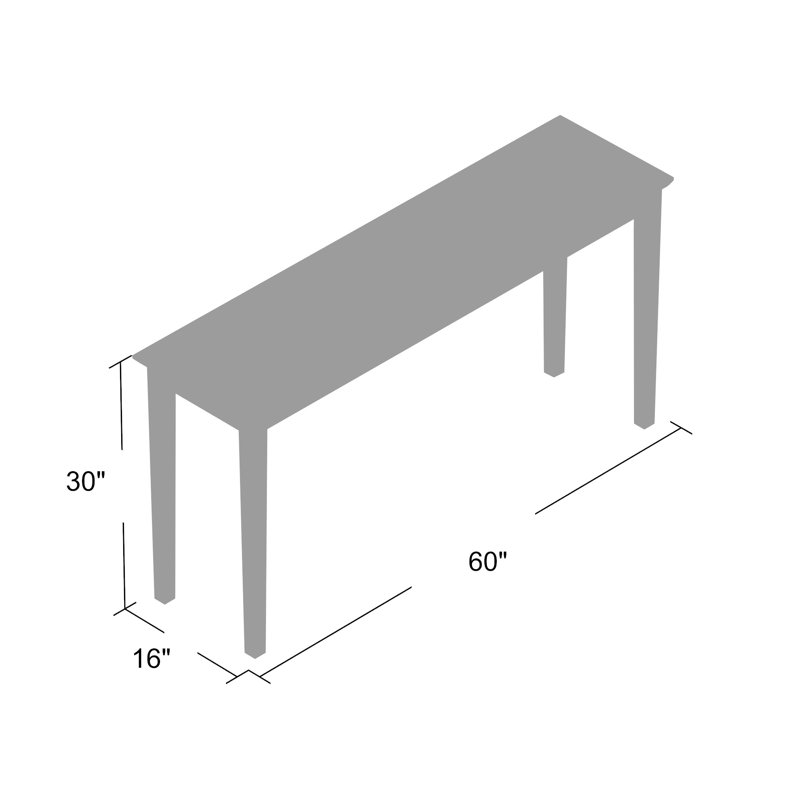 Jaier Unfinished Solid Wood Console Table, 30" H x 60" W x 16" D, Unfinished
