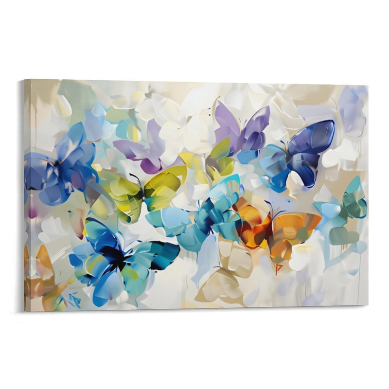 «Fluttering Butterflies», art mural en bois à l'arrière 36 W x 24 L