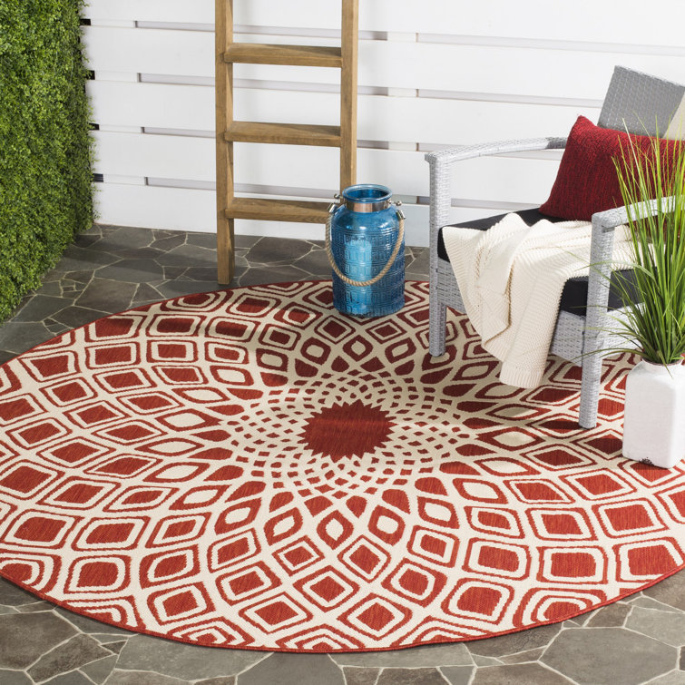 Arneshia Geometric Red/Beige Indoor / Outdoor Area Indoor/Outdoor Area Rug