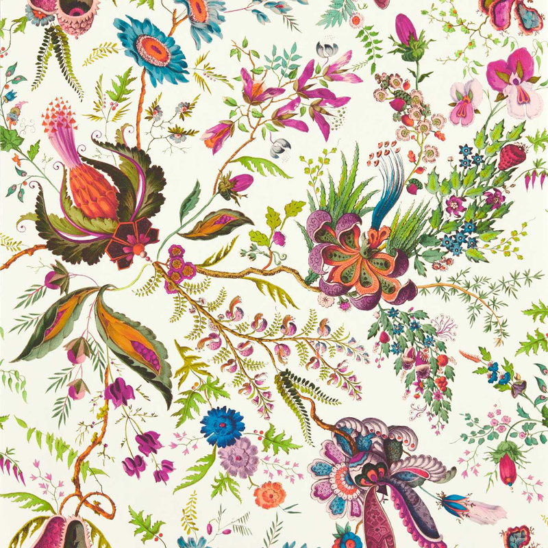 Wonderland Floral Wallpaper, Spinel/Peridot/Pearl