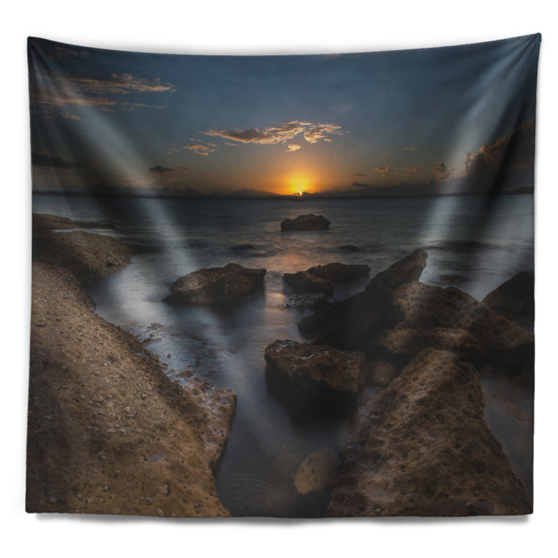 Tapisserie «Seascape Rocky Sydney Beach at Sunset», H 32 po x l 39 po