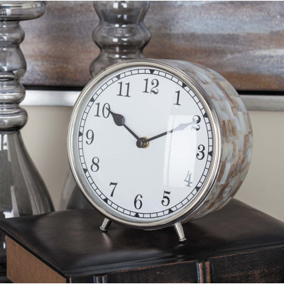 Horloge de table marqueterie en acier inoxydable