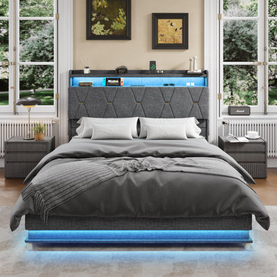 Lift Up Storage Bed Frame With Charging Station