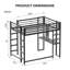 Lit mezzanine avec bureau, lit mezzanine double en métal, cadre de lit mezzanine double avec bureau et rangement compatible avec les adolescents-121071390