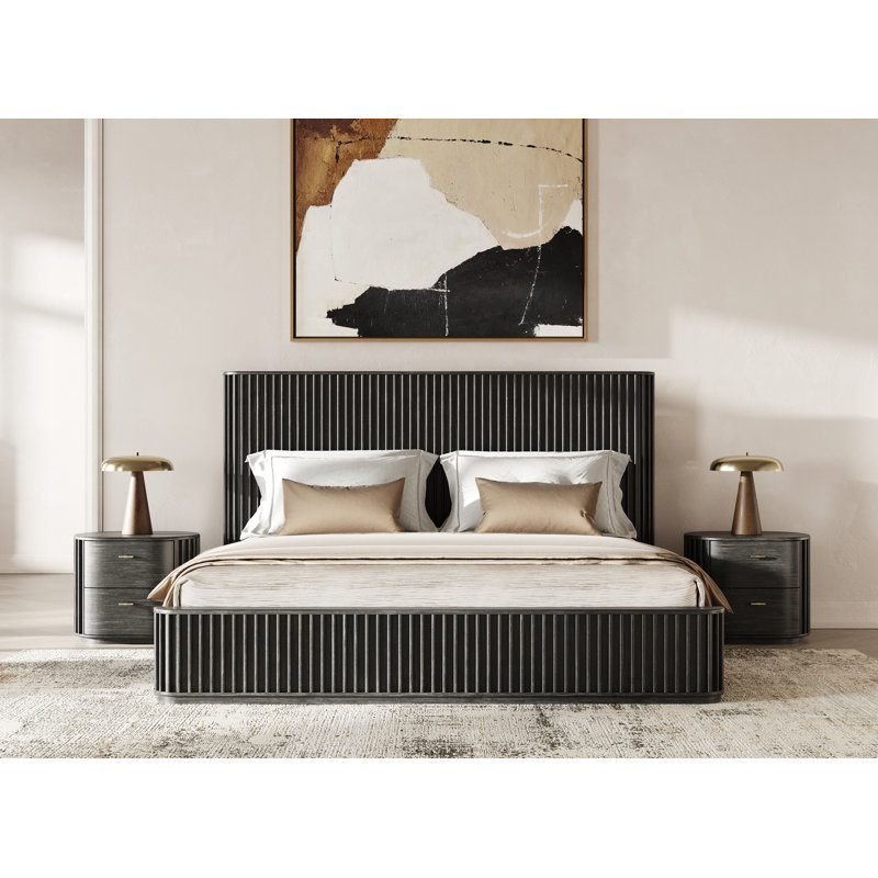 Haring - Lit moderne en acacia, Noir