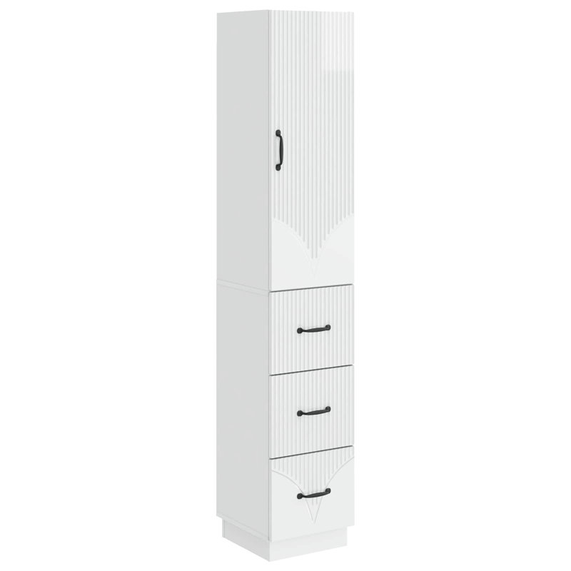  Cabinet Set 2 Pcs Engineered Wood Storage Home Organization Office, High Gloss White