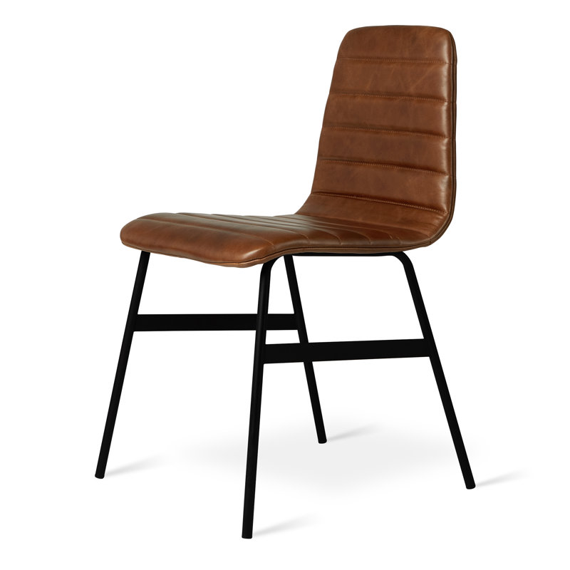 Lecture Series Dining Upholstered Chair, Saddle Brown Genuine Leather