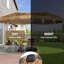 Parasol Thatch avec parasol Tiki avec base et lumières solaires-291169965-286767435