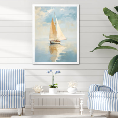 Sailboat Whispering Breezes I - Boat Sailing Framed Art