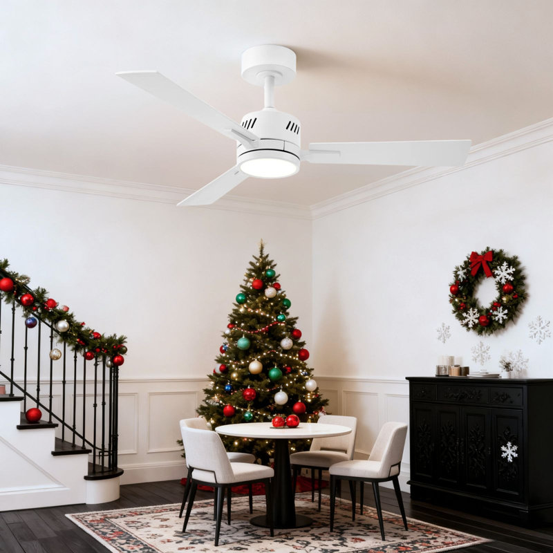 Shinpei 42" Ceiling Fan with LED Light and Remote, White
