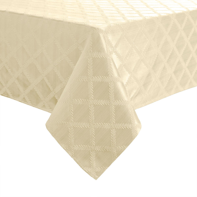 Lenox Laurel Leaf Damask Tablecloth, 70"x144" Rectangle, Ivory