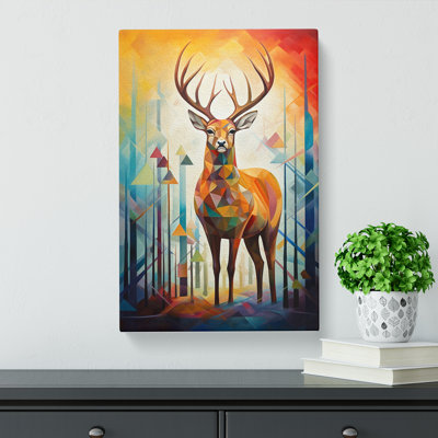 Deer Cubism - Wrapped Canvas Print