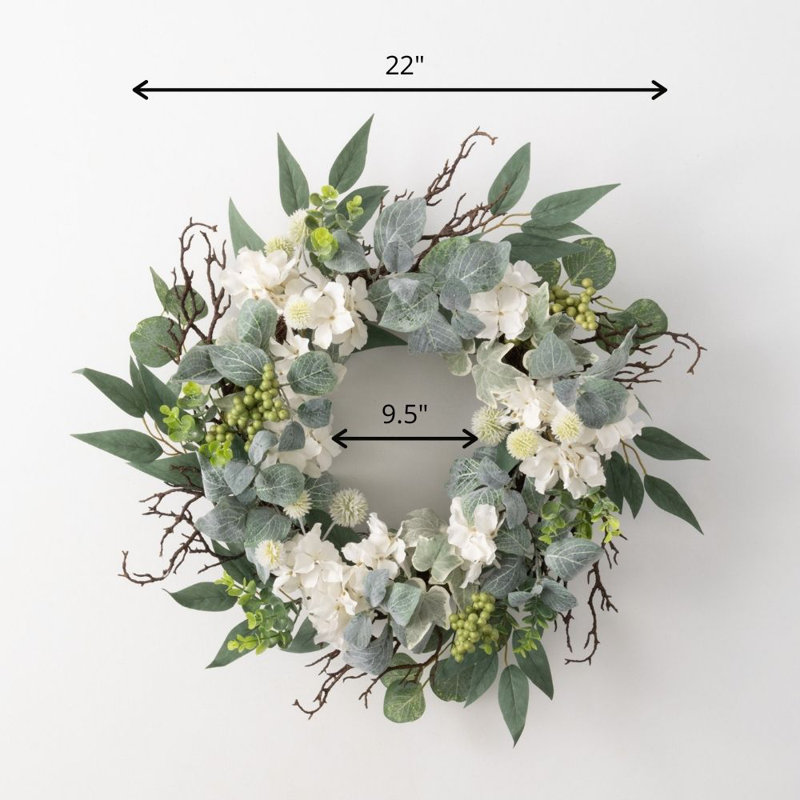 22" Artificial Hydrangea & Foliage Wreath