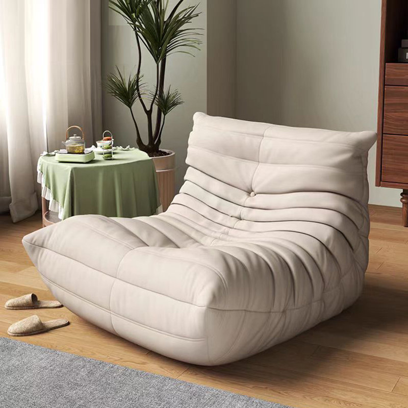 Canapé rétro paresseux chenille, Simili cuir blanc