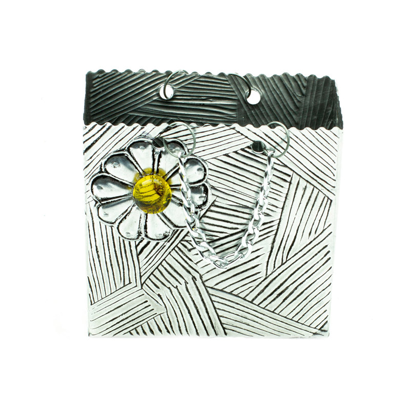 Boîte décorative en aluminium jaune Winston Porter