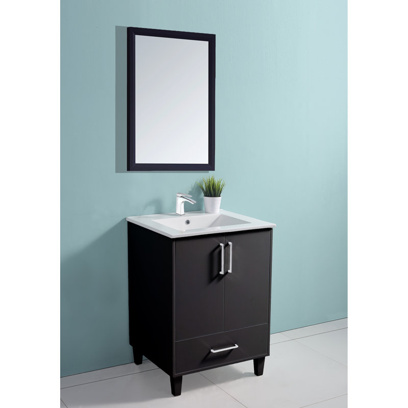 Ensemble de meuble-lavabo simple 25 po avec miroir Marr, Noir