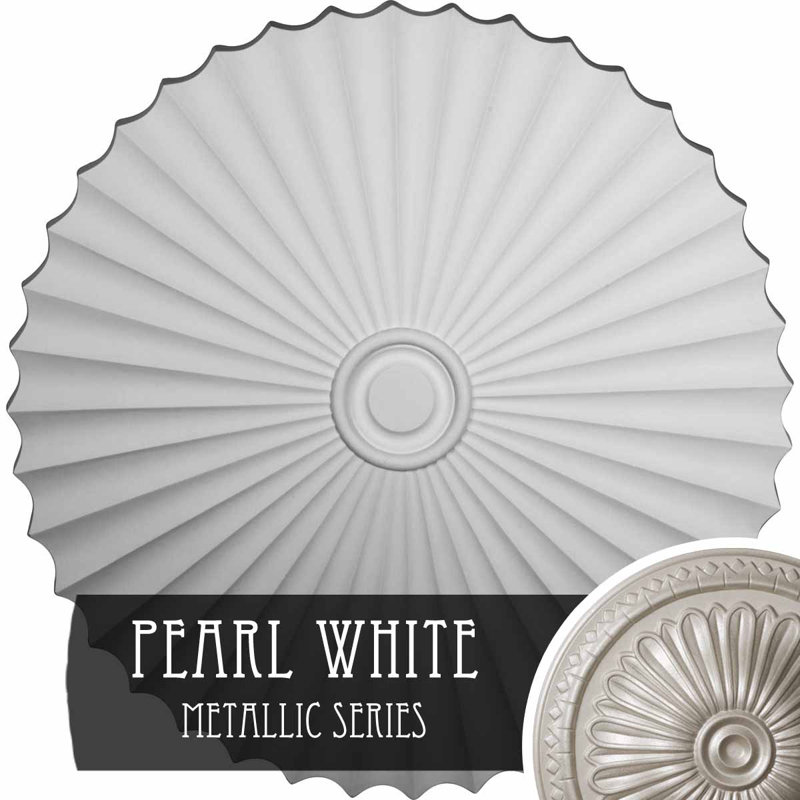 Endurathane Shakuras Ceiling Medallion, 47 5/8"OD x 2"P (For Canopies up to 6 1/2"), Hand-Painted Pearl White Finish