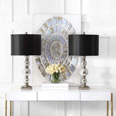 Ensemble de lampes de table argentées 28 po Furness
