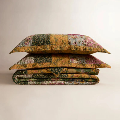 Greenland Home Fashions Antique Chic Multicolor  3-Piece King Size Quilt Set, 105x95 Inch