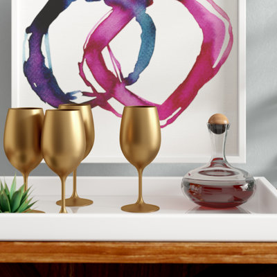 Metallic Plastic Wine Glasses Set of 4