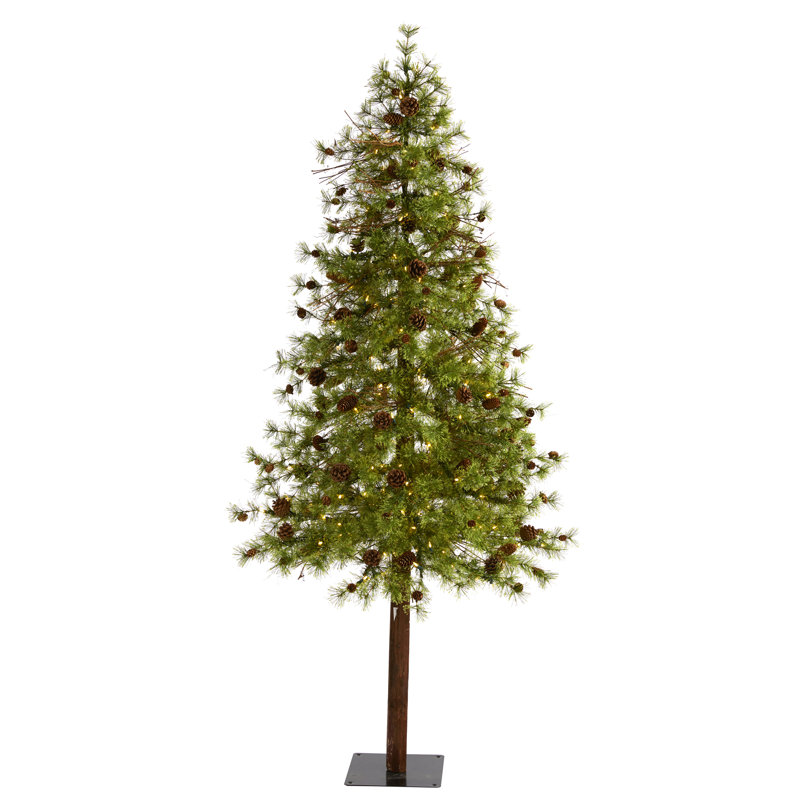 Lighted Artificial Pine Christmas Tree, 7' H