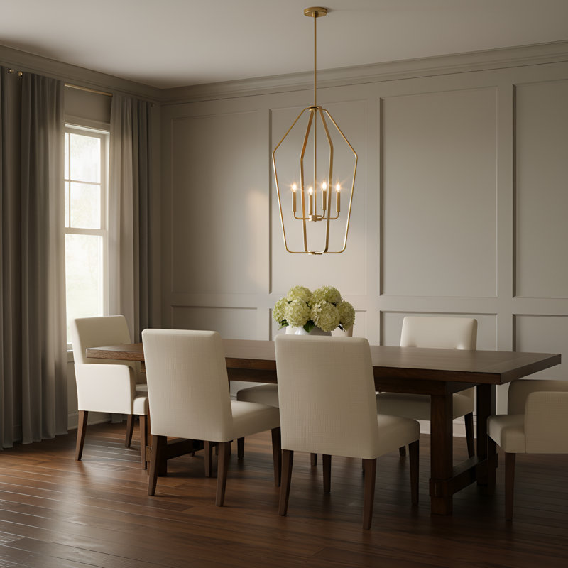 Lustre à quatre lumières Kennan de Génération Éclairage , H 30,875 po x l 18,875 po x P 18,875 po, Laiton satiné