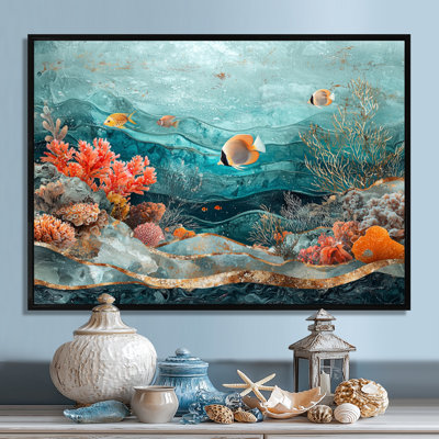 Coatal Fish Friends Above A Coral II - art mural corail pour le salon