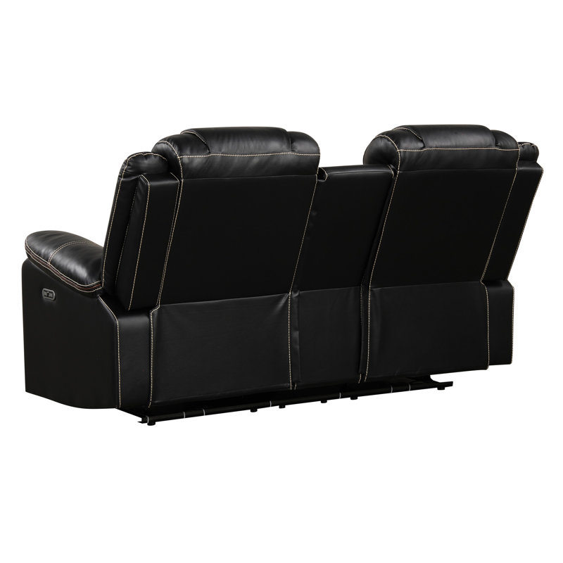 Revêtement électrique inclinable électrique 2 pièces 2 pièces, console pliante avec haut-parleurs, éclairage décoratif à DEL, rangement caché contemporain, cuir, son, rangement, éclairage