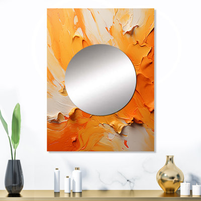 Jeannettes Tangerine Tango I - miroir mural paysager, miroir décoratif jaune, impression d'art en métal