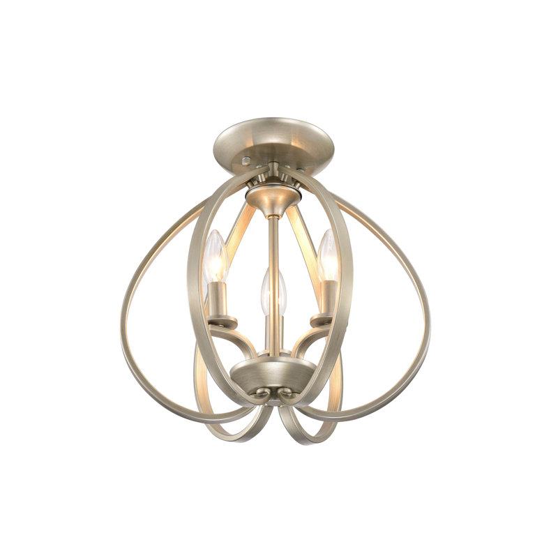 Hatfield 3 - Light 13.2" Brushed Champagne Metal Semi Flush Mount