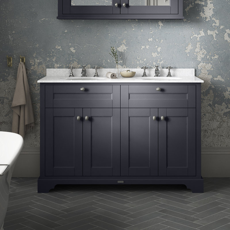 Old London 1200mm Free-Standing Double Vanity Unit, Twilight Blue, White