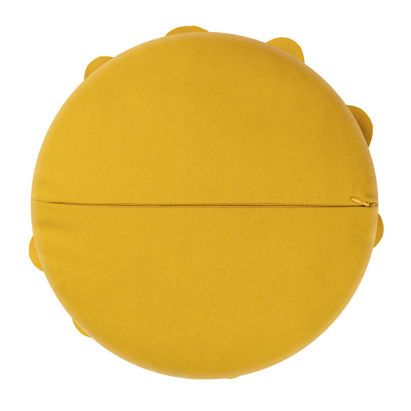 Golden Yellow 3D Flower Velvet Round Throw Pillow