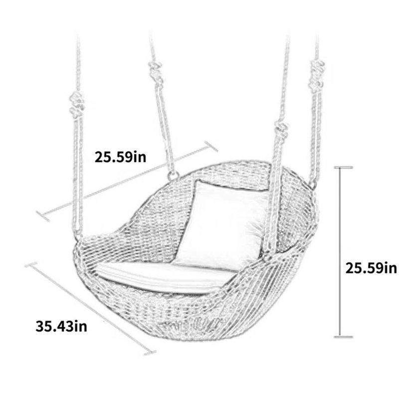Yalim 1 Person Chair Hammock, Off-white/Brown