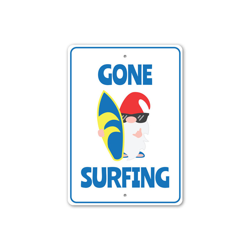 Signe de surf en aluminium, H 14 po x l 10 po x P 0,04 po